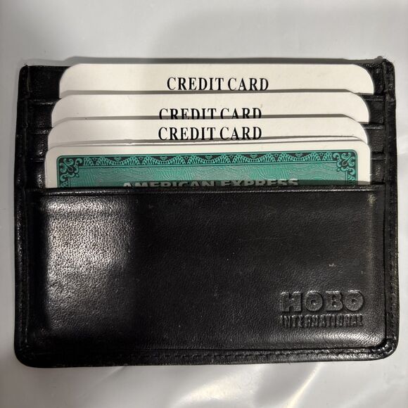 Hobo International Black Leather Card Holder Mesh License Front Vintage NWOT - Picture 1 of 11